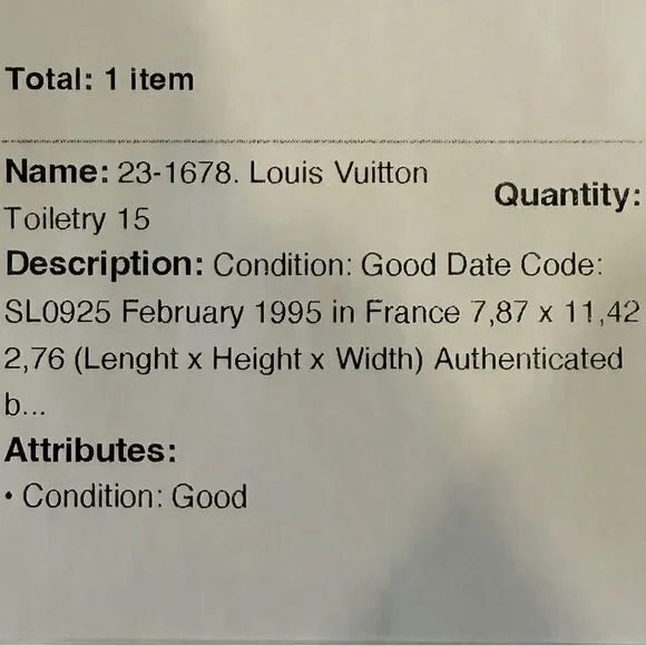 Louis Vuitton Vintage Authenticated Toiletry 15 Pouch Monogram Canvas France - Picture 13 of 14